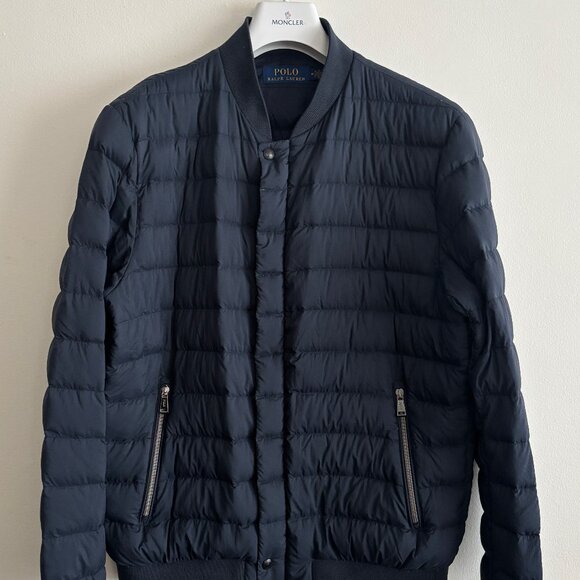 $500 Polo Ralph Lauren Navy Quilted Lightweight Down Puffer Bomber Jacket - Medi - Picture 1 of 11